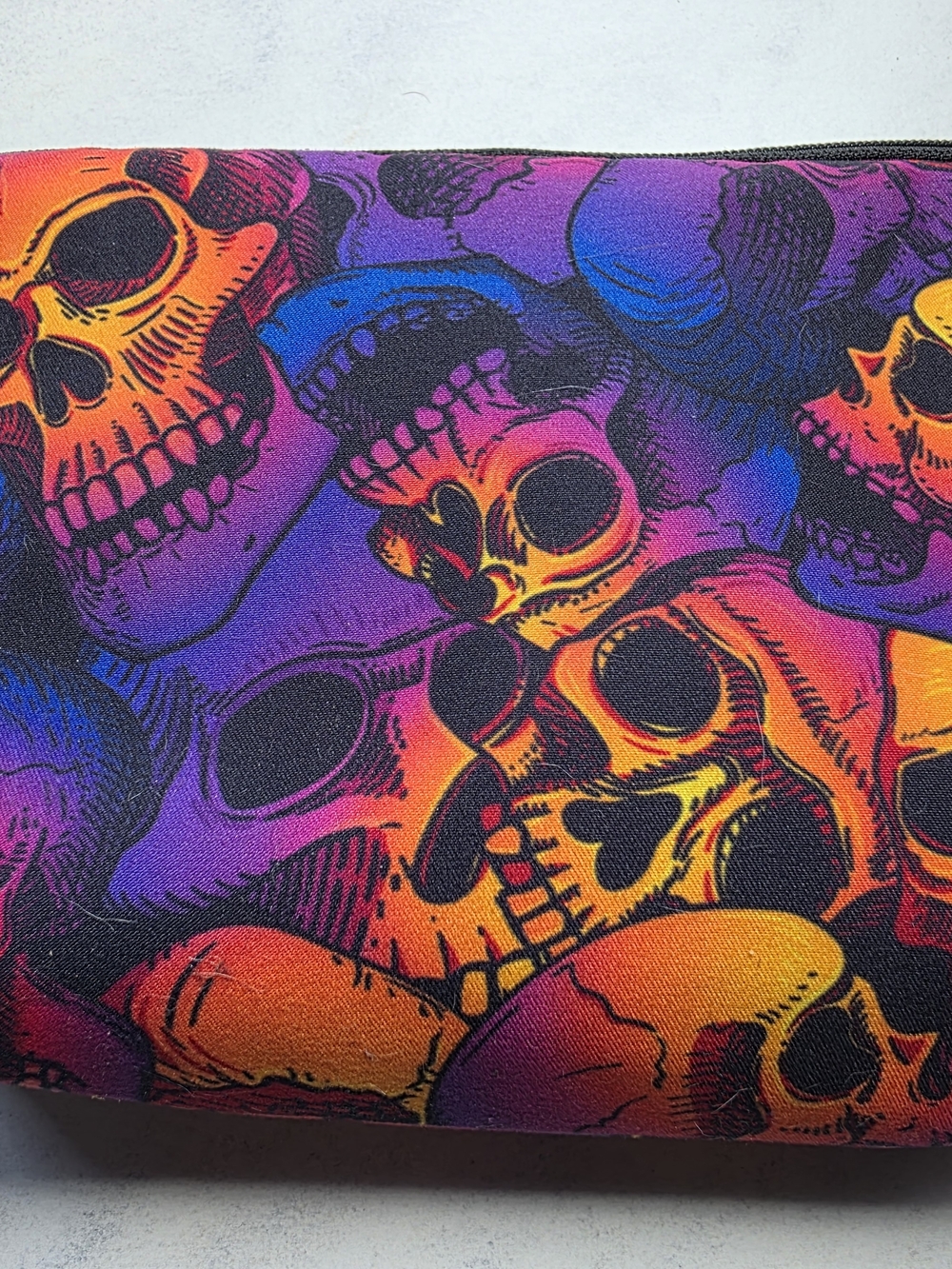 Neon Skull Print Cosmetic Bag